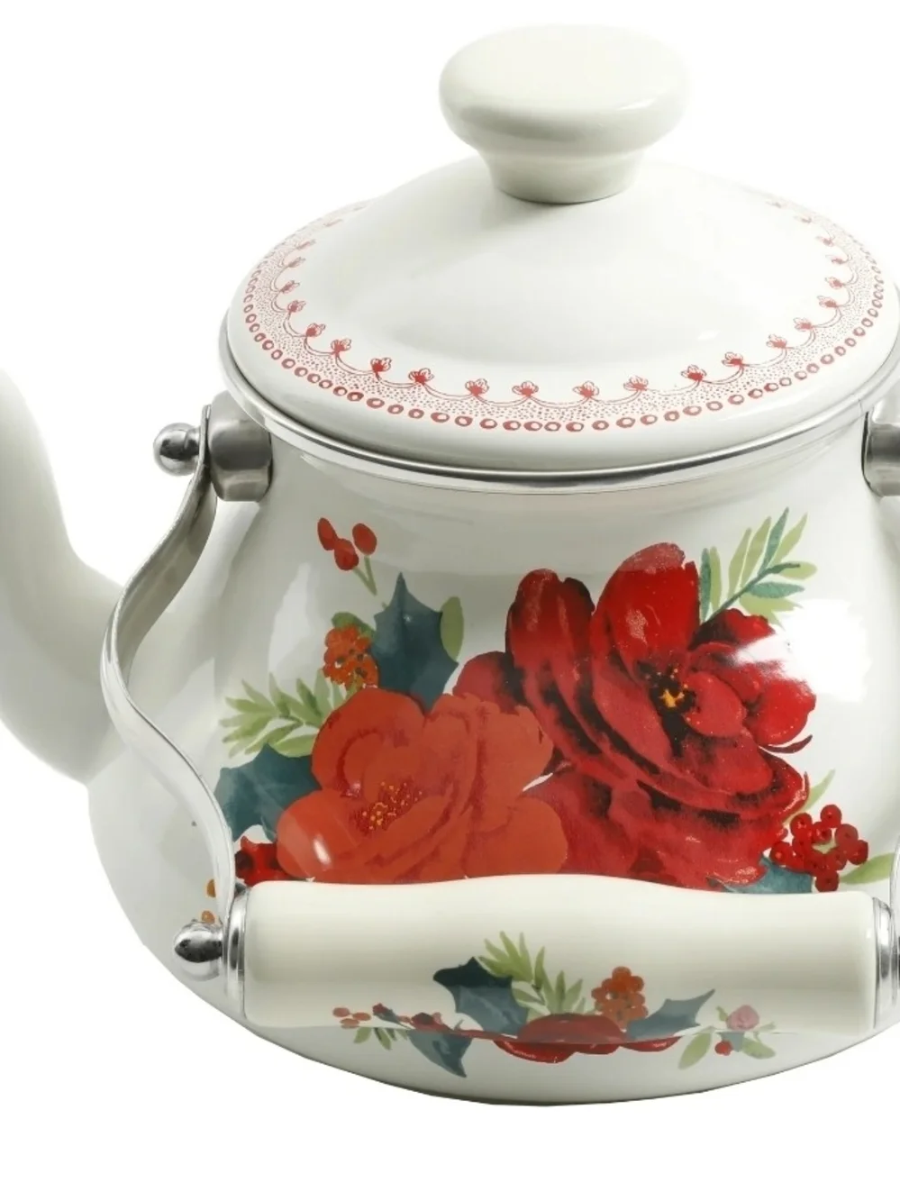 The Pioneer Woman Cheerful Rose Enamel on Tea Tea Tea Steel of 1.9 Quarters